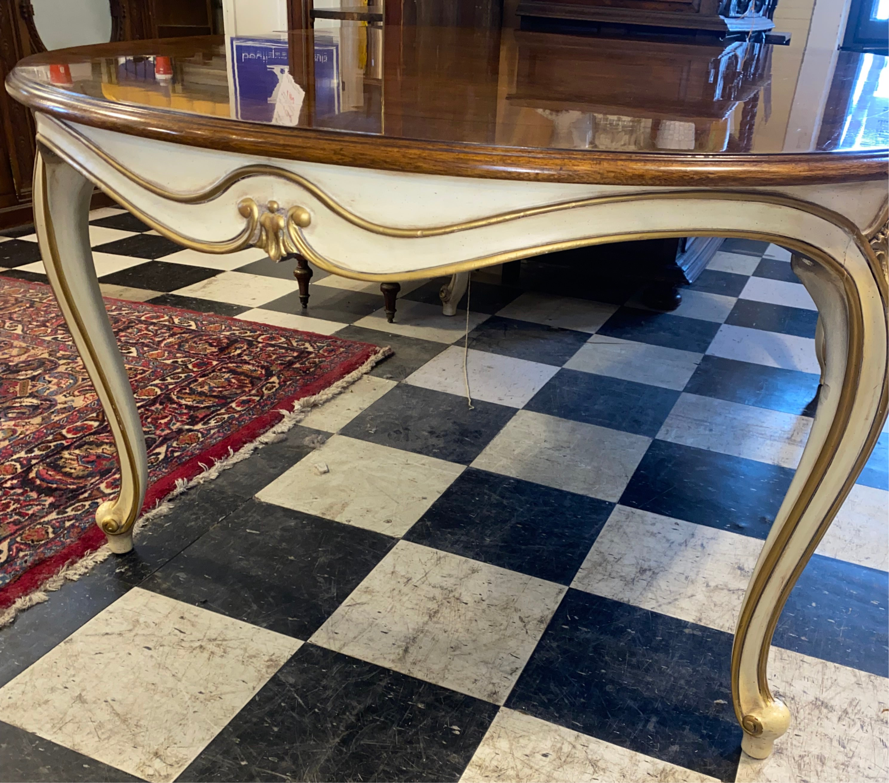 Vintage French Provincial Dining Table w/ Leaves