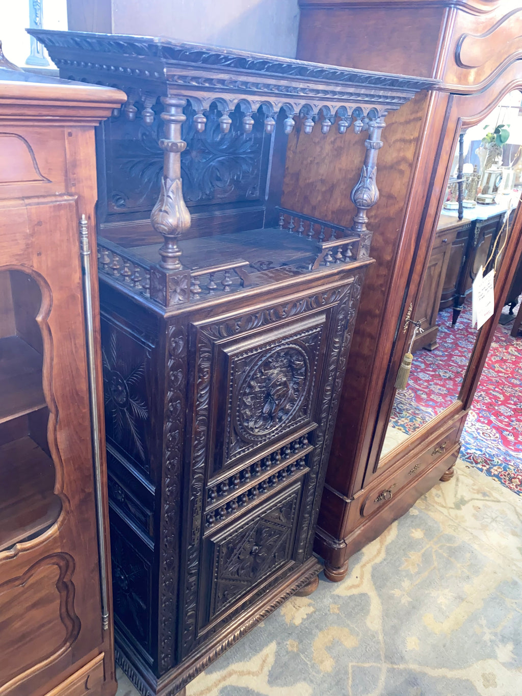 Brittany Style Carved Walnut Cabinet C. 1900