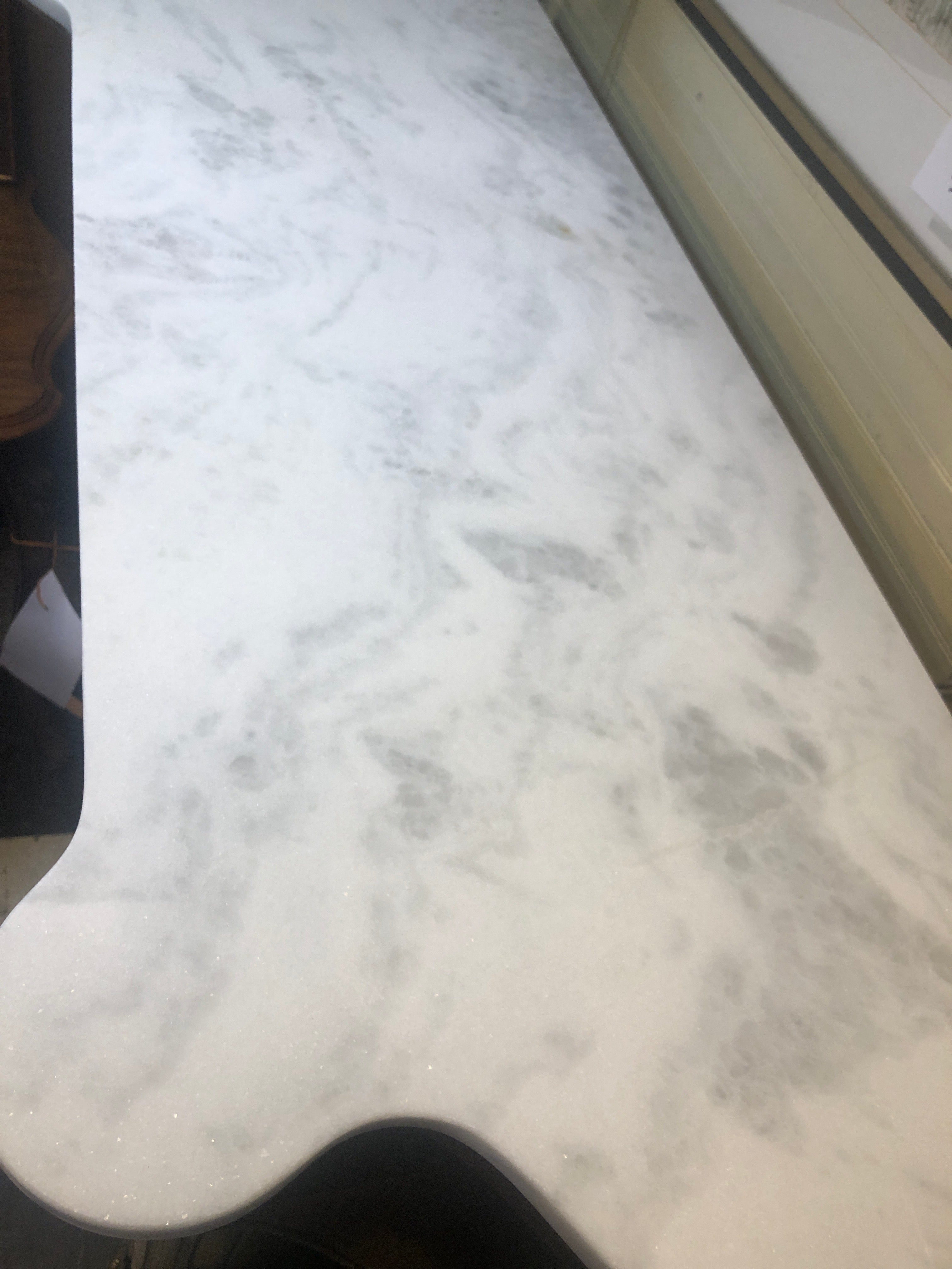 Fabulous French Louis XV White Marble Top Ormolu Trimmed Sideboard  c.1920