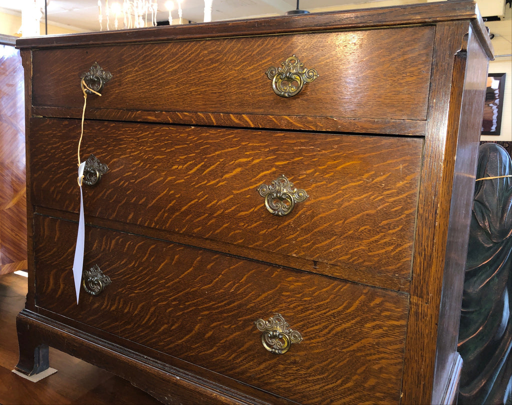 Petite English Oak 3 Drawer Chest Vintage