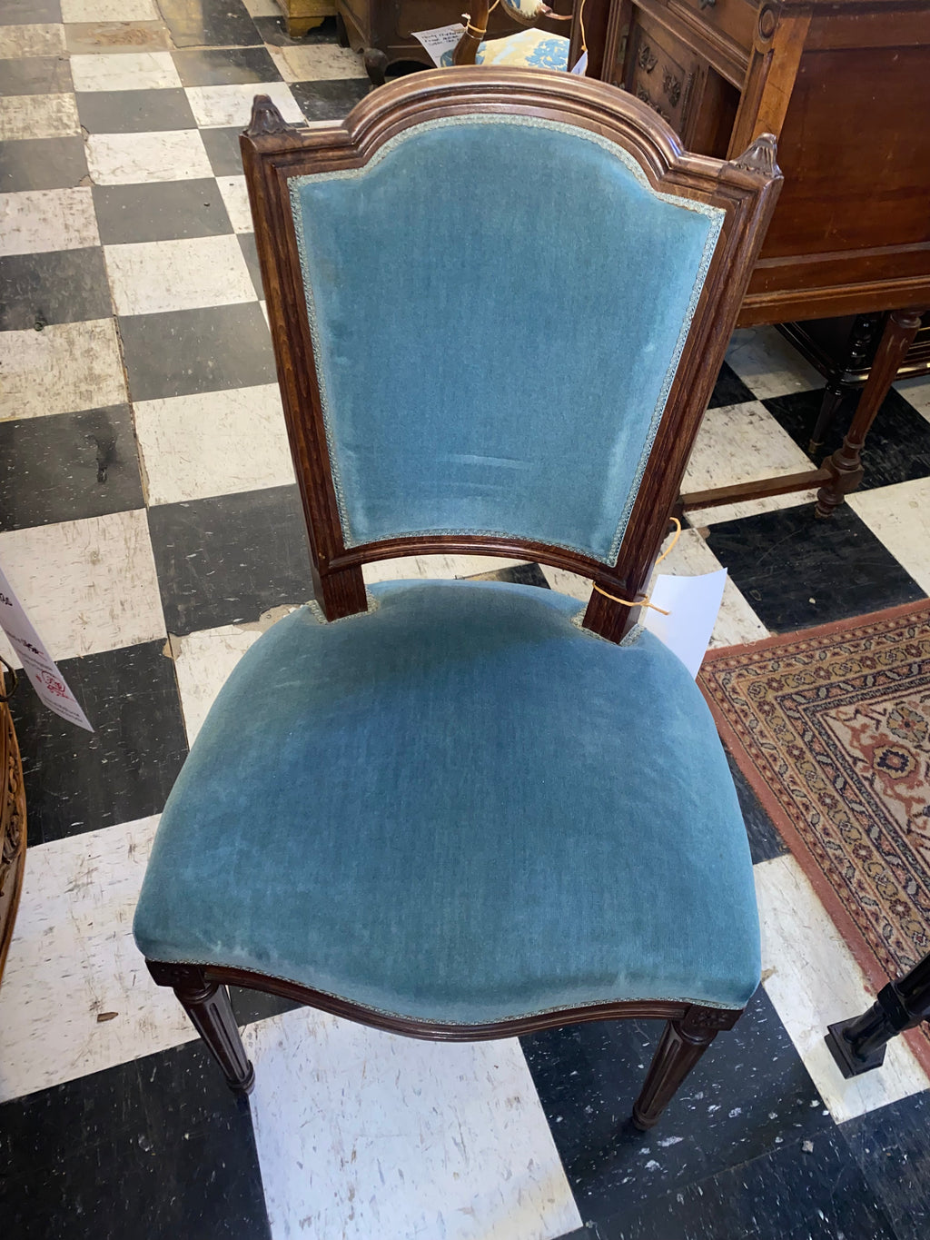 Set of 6 French Velvet Dining Chairs C. 1930s