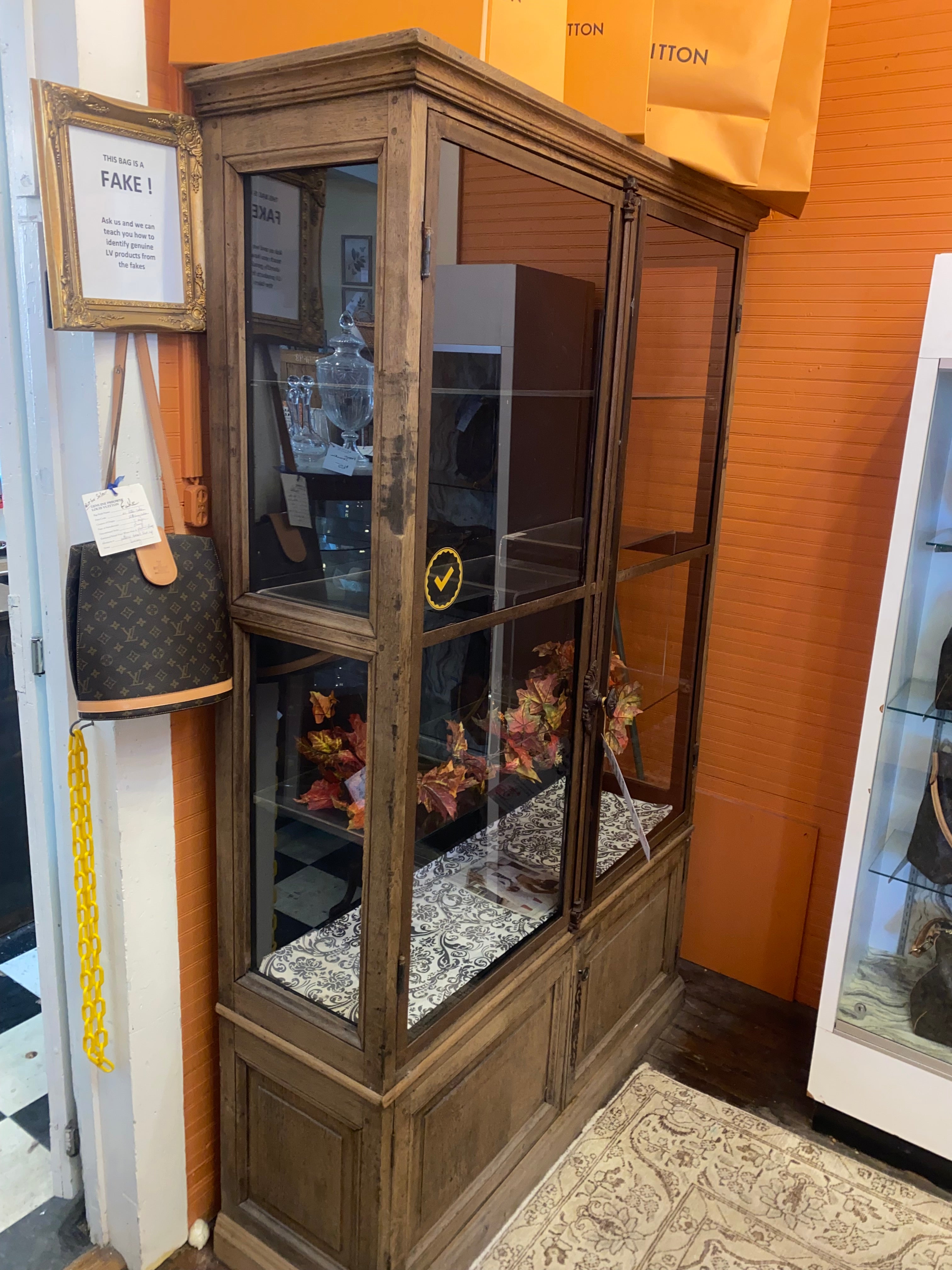 Reclaimed Wood Bookcase/Curio Cabinet w/ Iron Doors