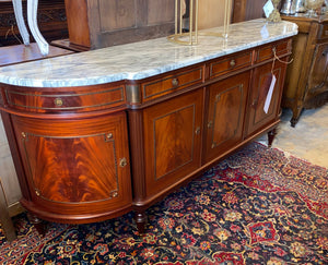 French Marble Top Mahogany Sideboard C. 1920s
