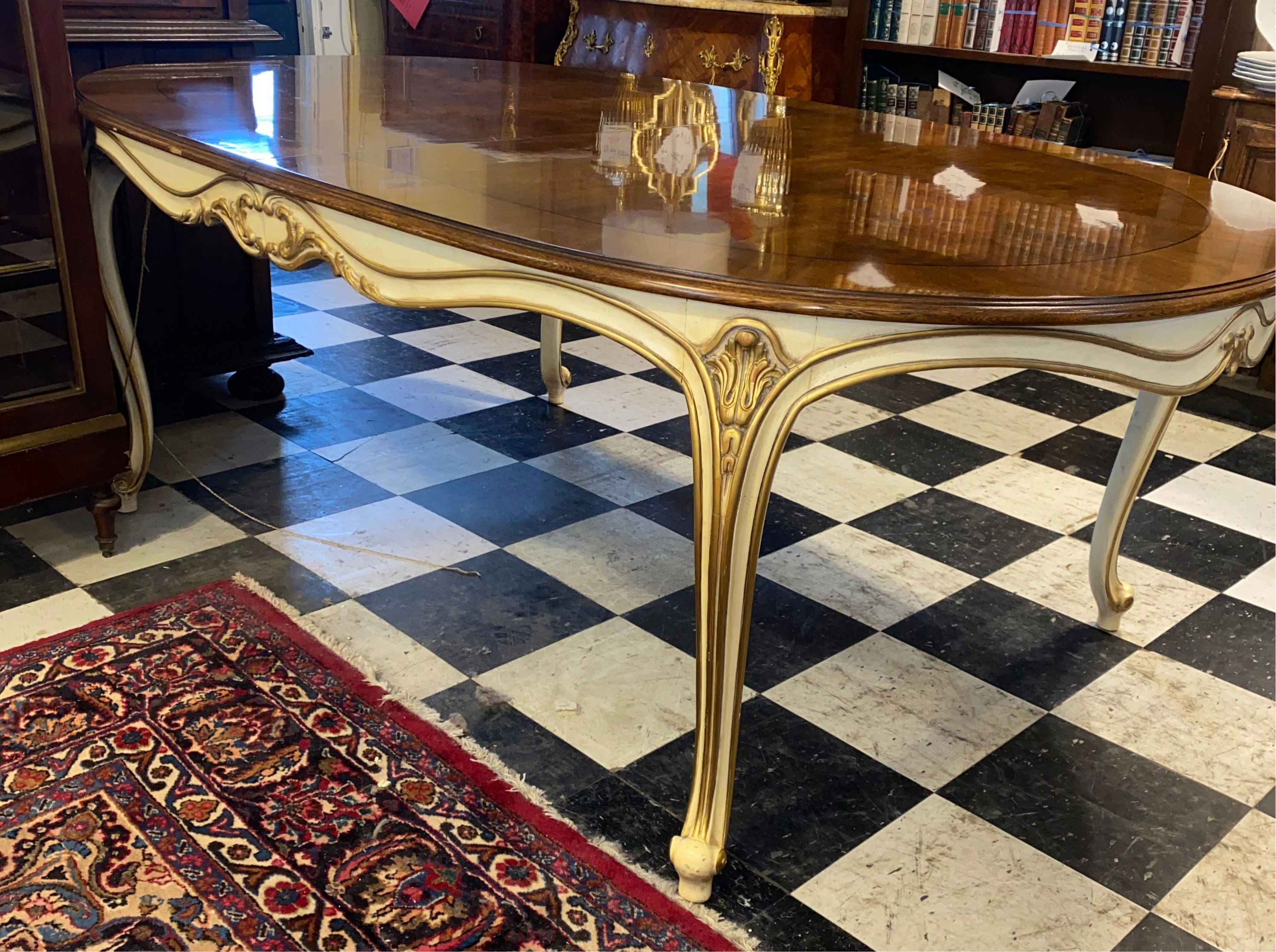 Vintage French Provincial Dining Table w/ Leaves