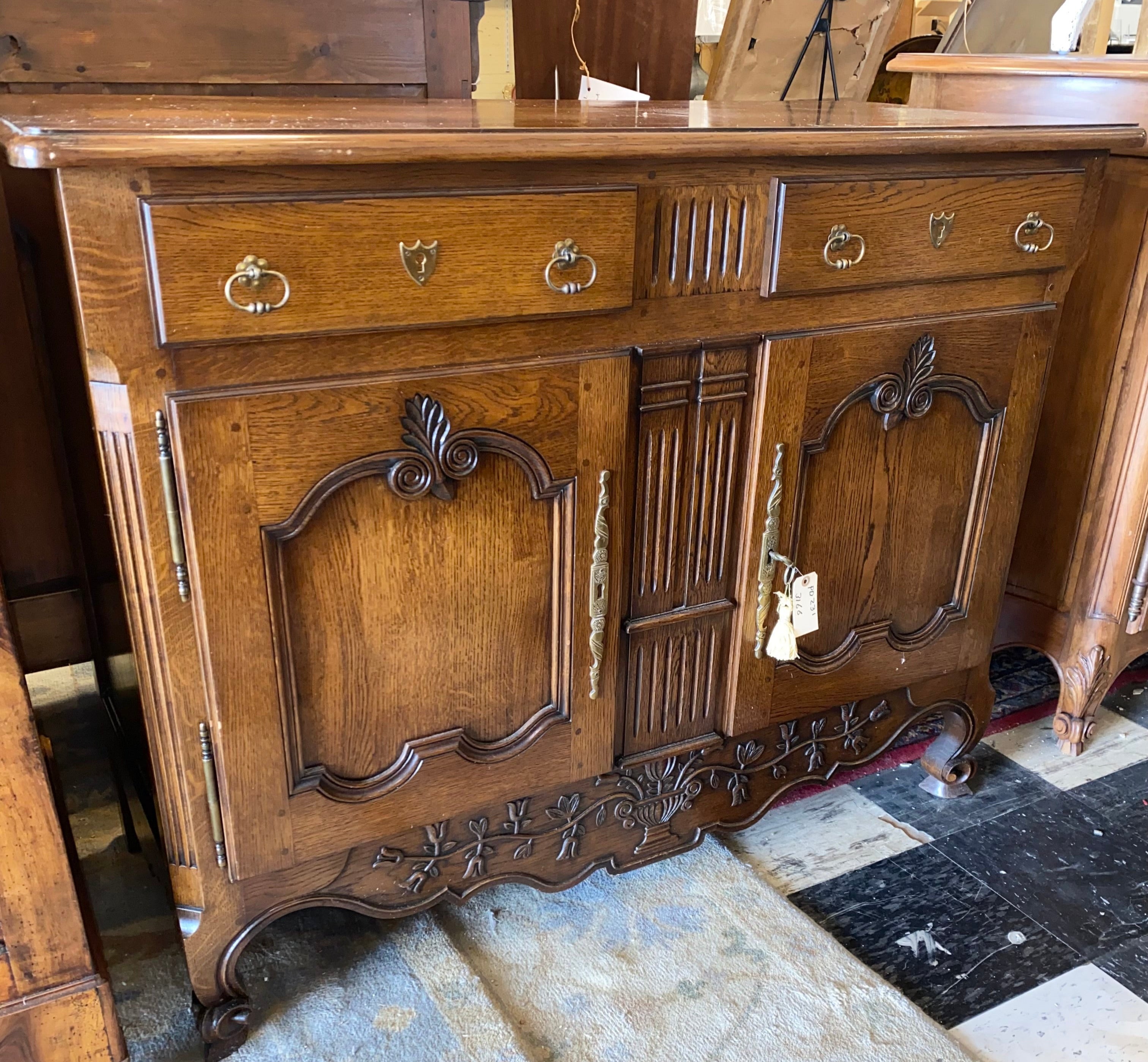 French Provincial Oak Sideboard C. 1940s