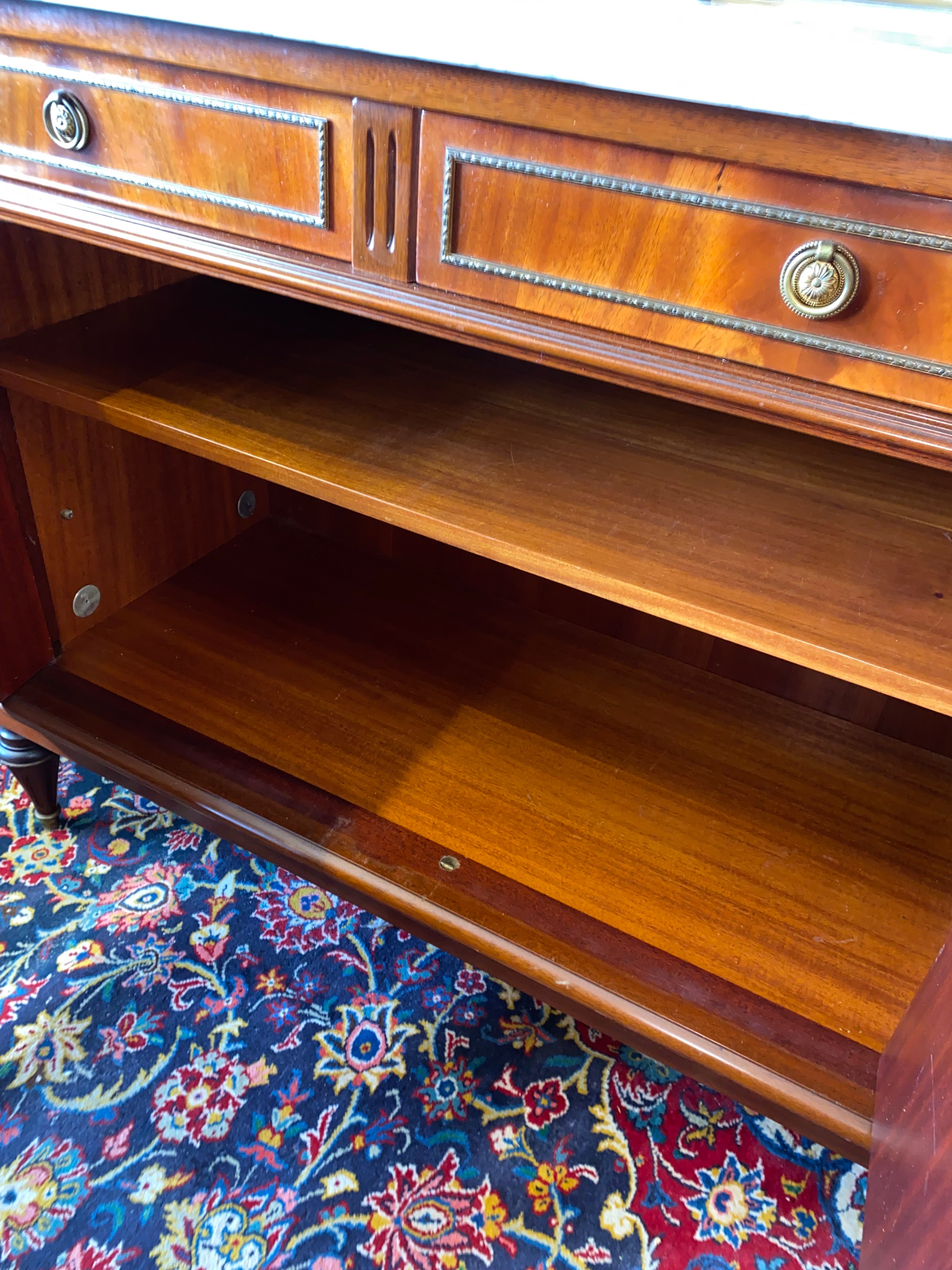 French Marble Top Mahogany Sideboard C. 1920s
