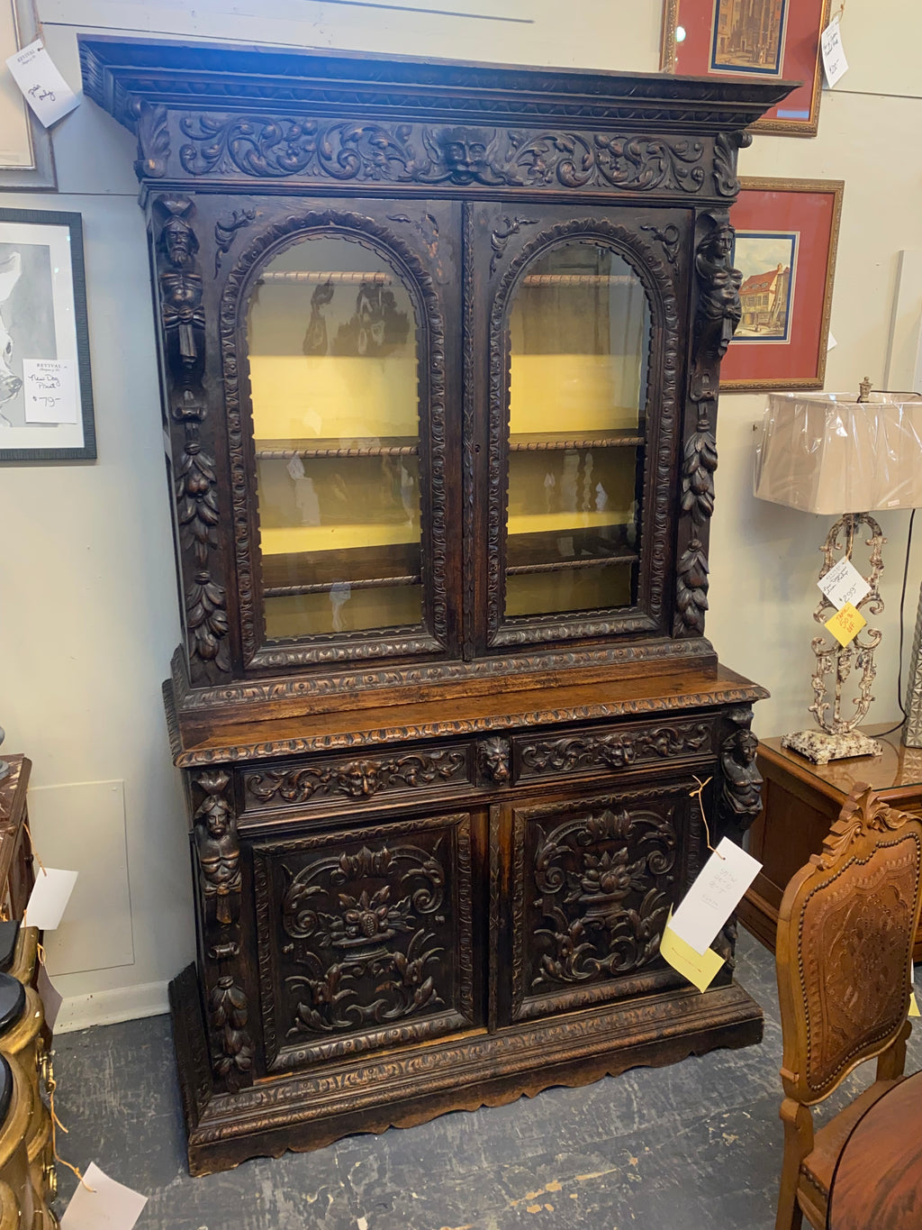 Gothic French Library Cabinet C. 1870