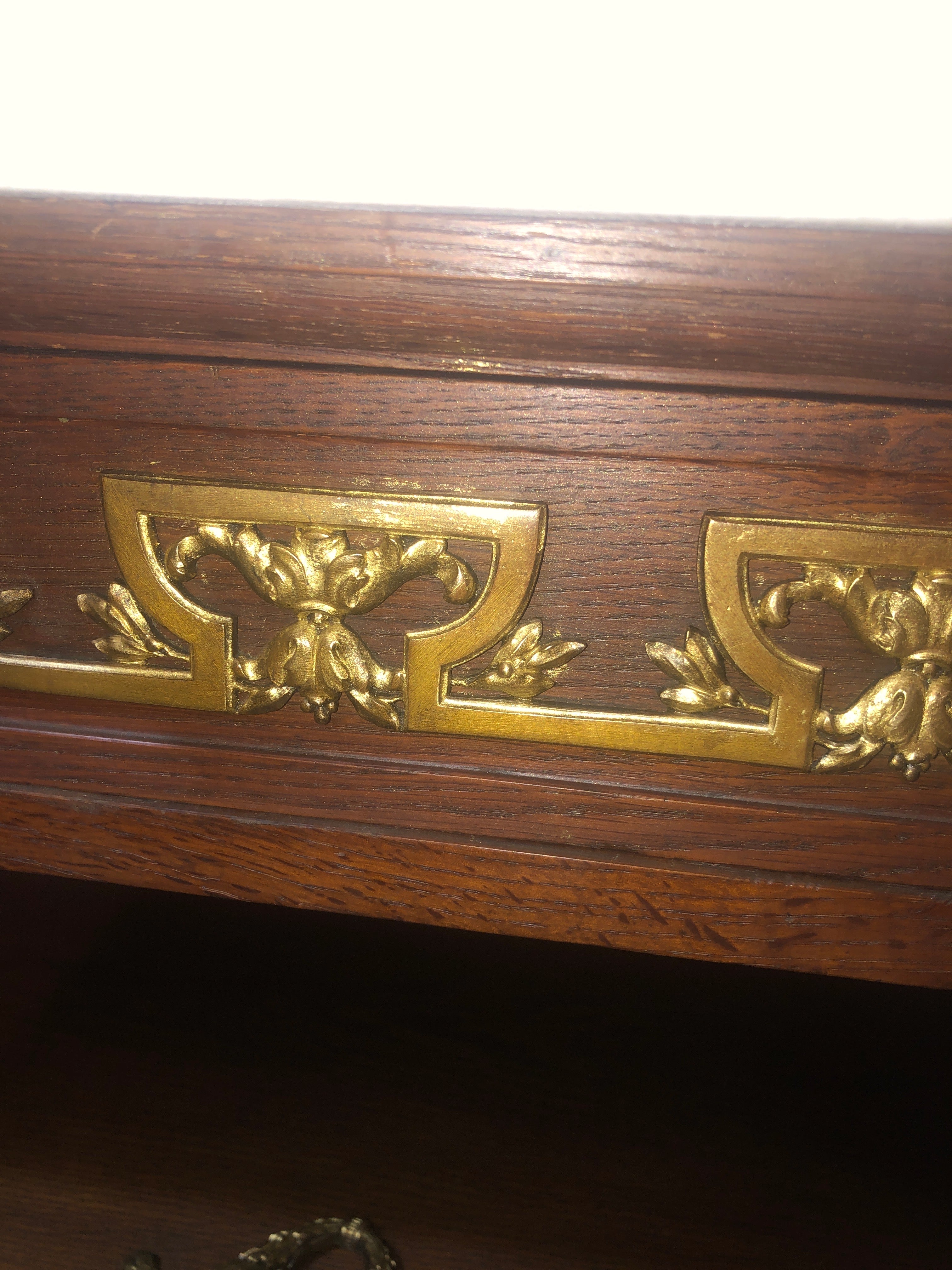 Fabulous French Louis XV White Marble Top Ormolu Trimmed Sideboard  c.1920
