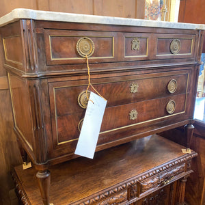 French Louis XVI Mahogany Marble Topped Chest C. 1920