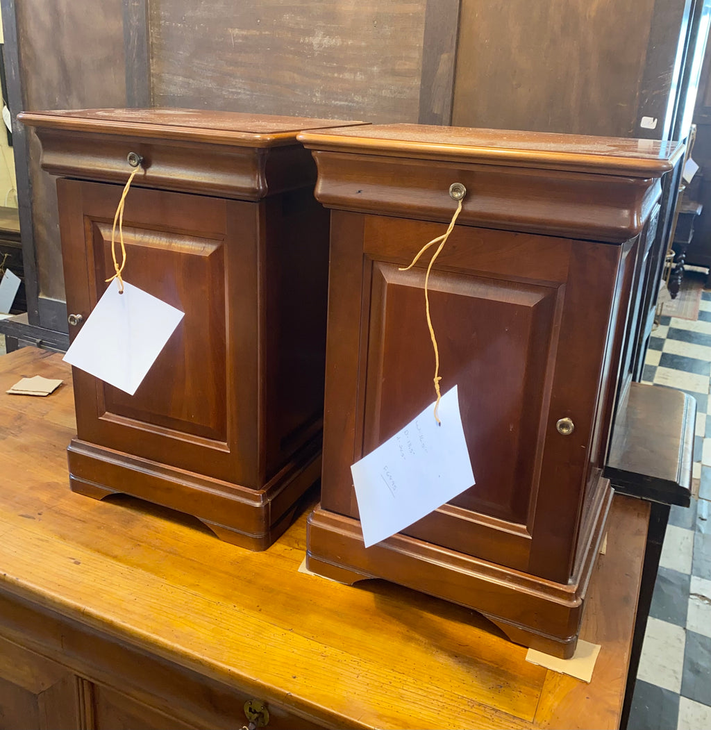 Pair of Vintage Louis Philippe Fruitwood Bedside Cabinets