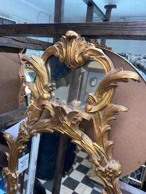 French Rococo Oval Gilt Mirror C. 1930s