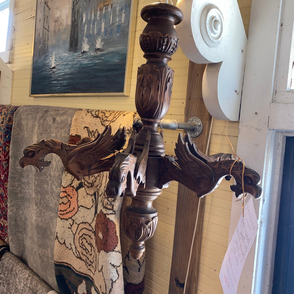 Antique Carved Oak French Chandelier C. 1900