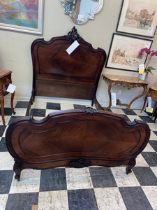 French Walnut "European Double" Size Bed C. 1920s
