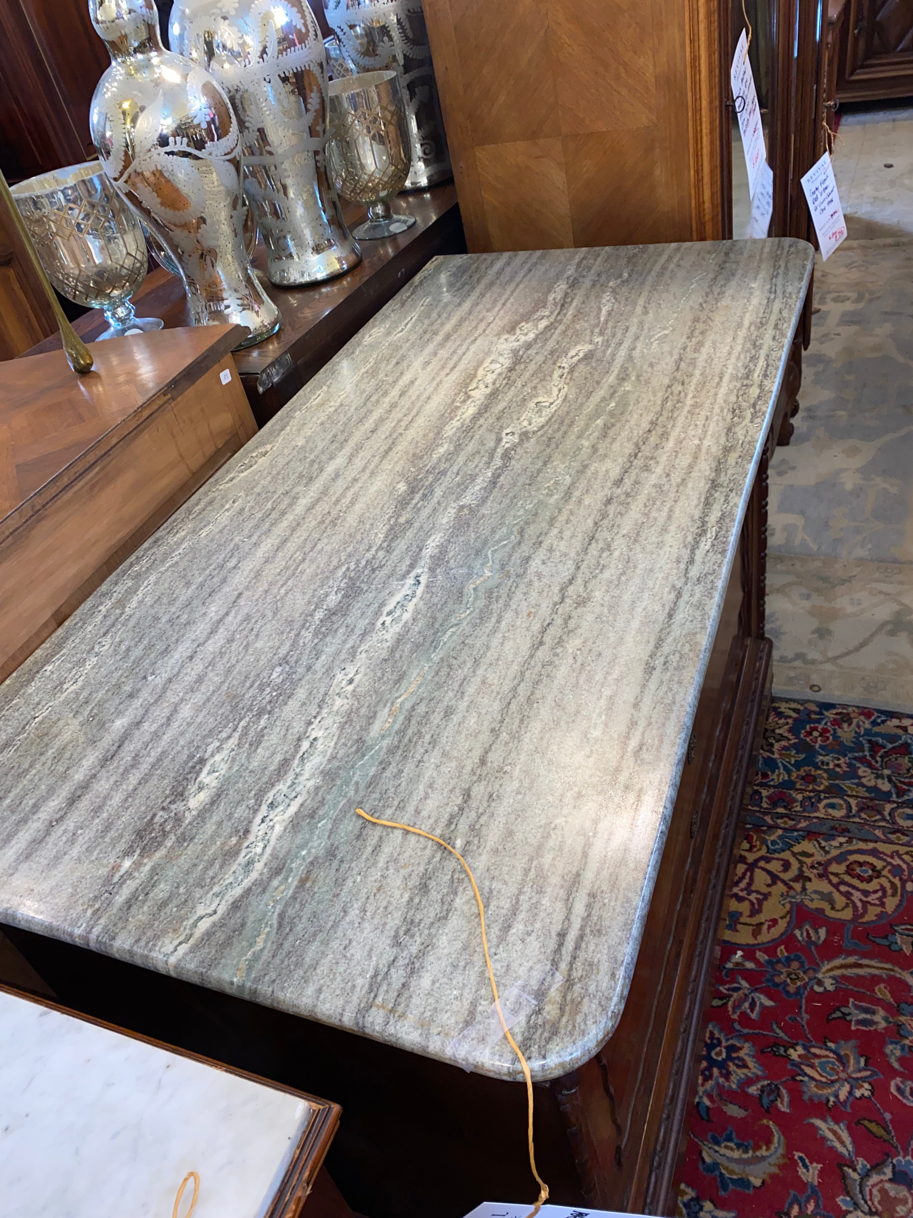 Antique French Walnut Marble Topped Chest C. 1900