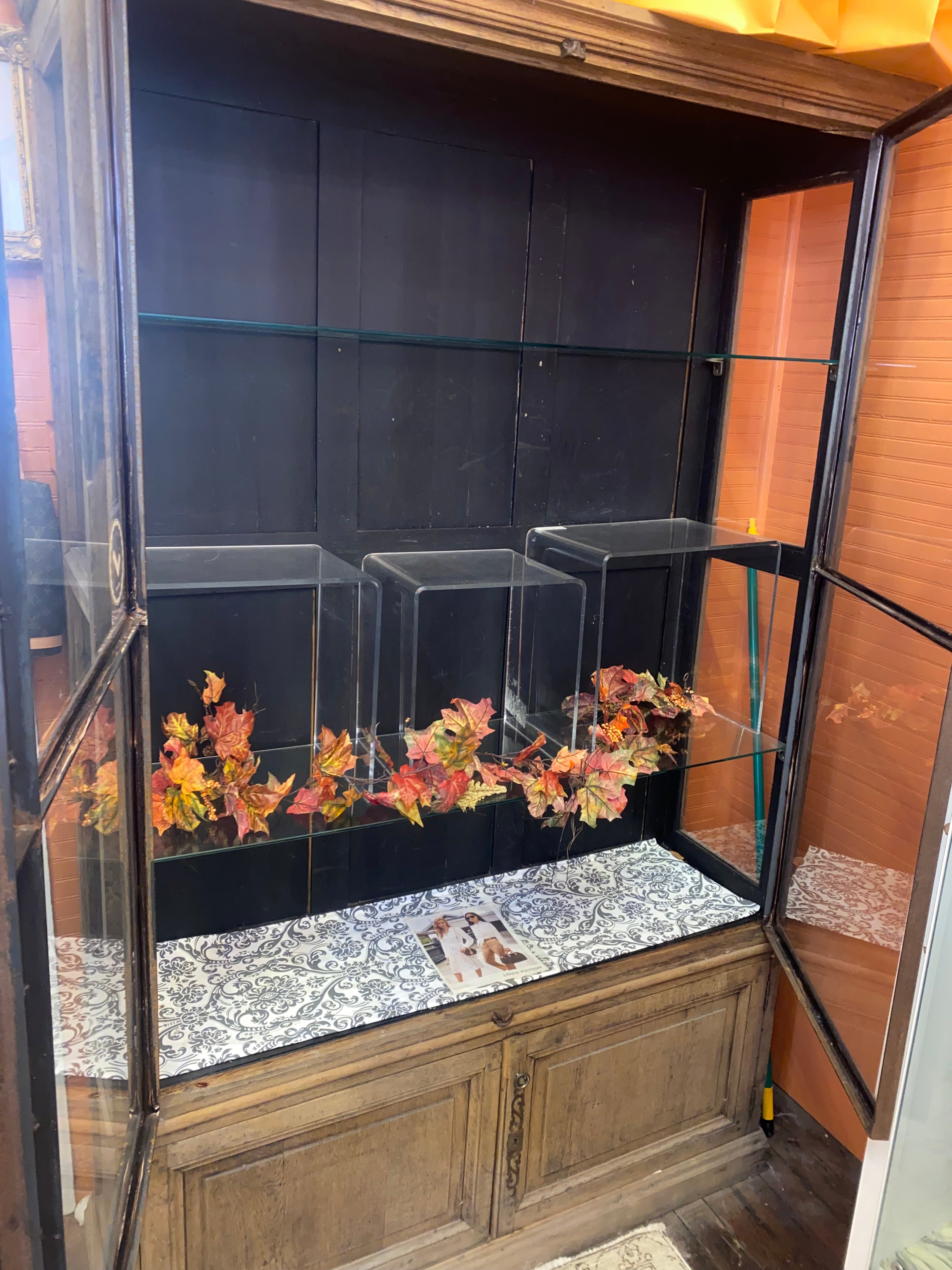 Reclaimed Wood Bookcase/Curio Cabinet w/ Iron Doors