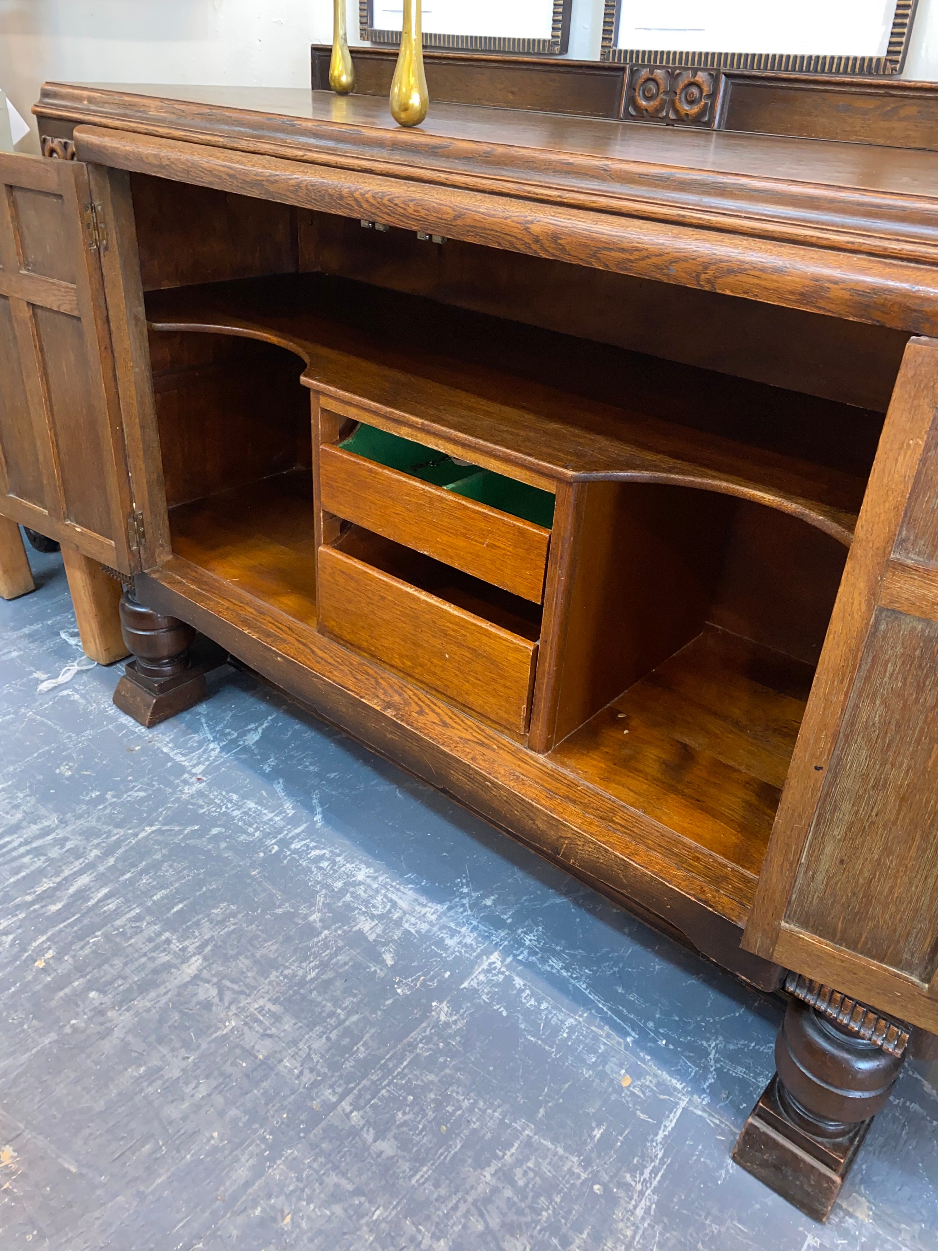 Vintage Dark OaK Sideboard from Wales C. 1950s