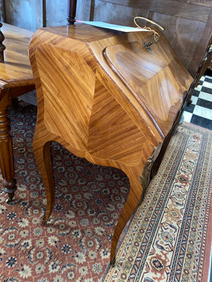 Parquetry Inlaid Petite Ladies Drop Front Desk from France C. 1930s