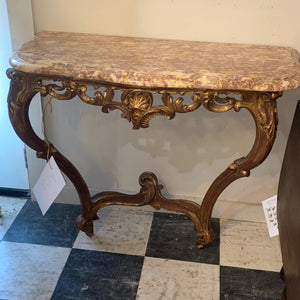 Italian Wall Mounted Gilt Console Table Marble Topped C. 1920s