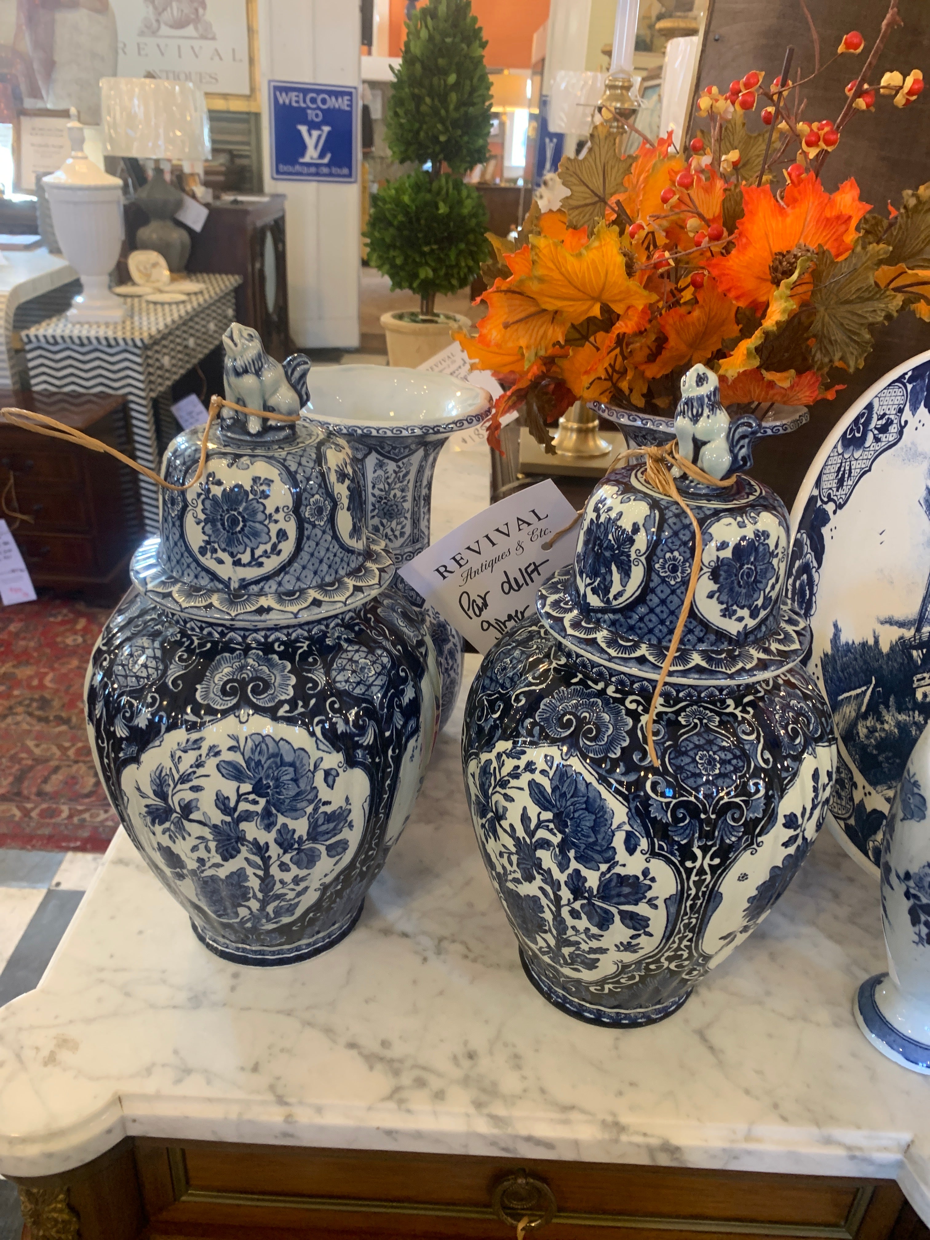 Pair Delft Ginger Jars Hard to Find