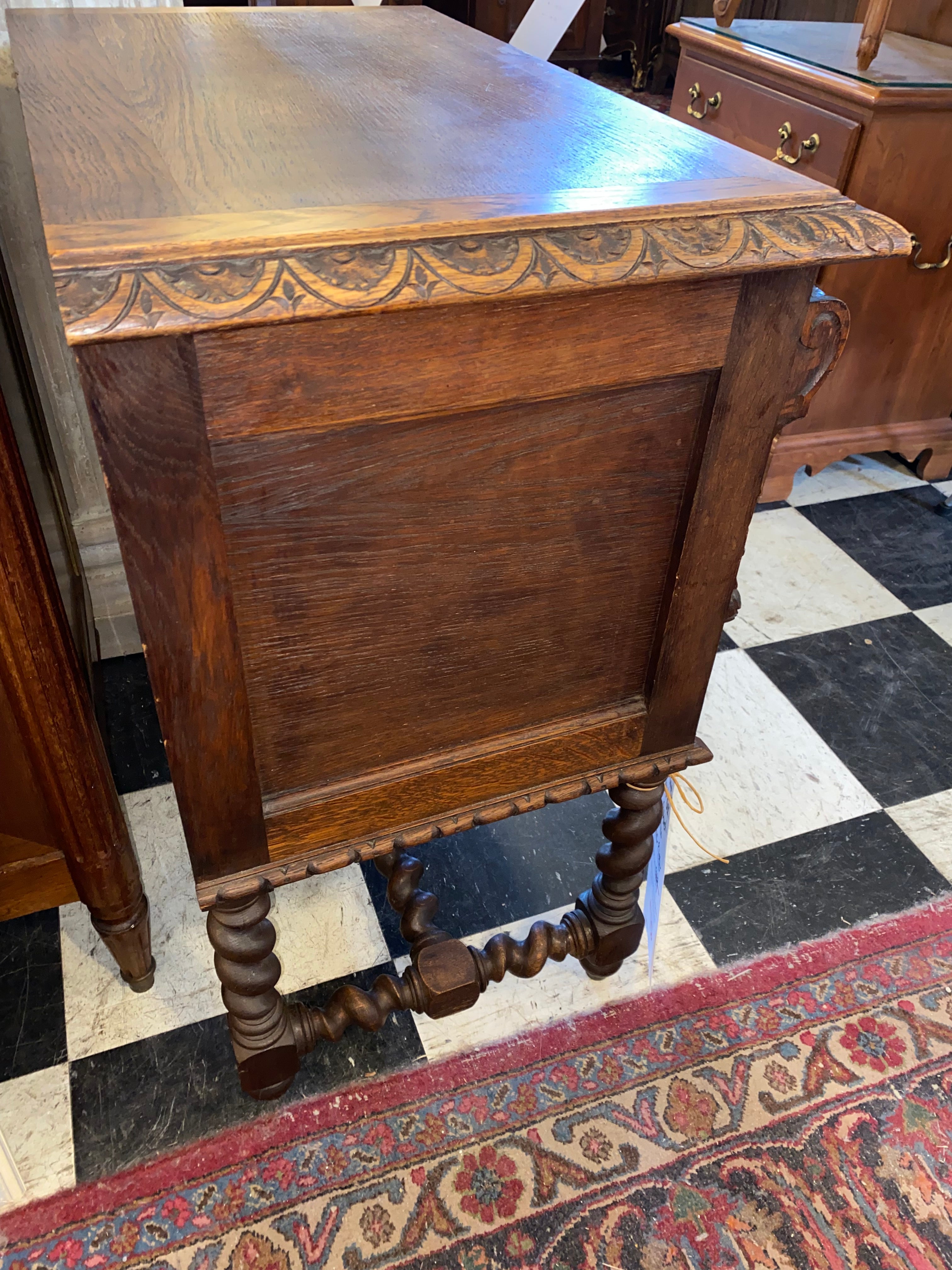 French Renaissance Style Carved Oak Music Cabinet C. 1900
