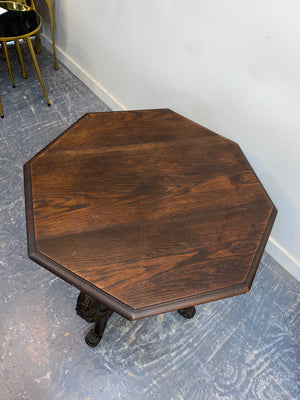 Carved Dark Oak Jacobean End Table C. 1900