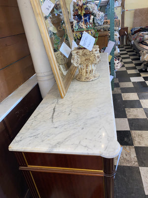 Louis XVI Mahogany Marble Topped Sideboard C. 1930s