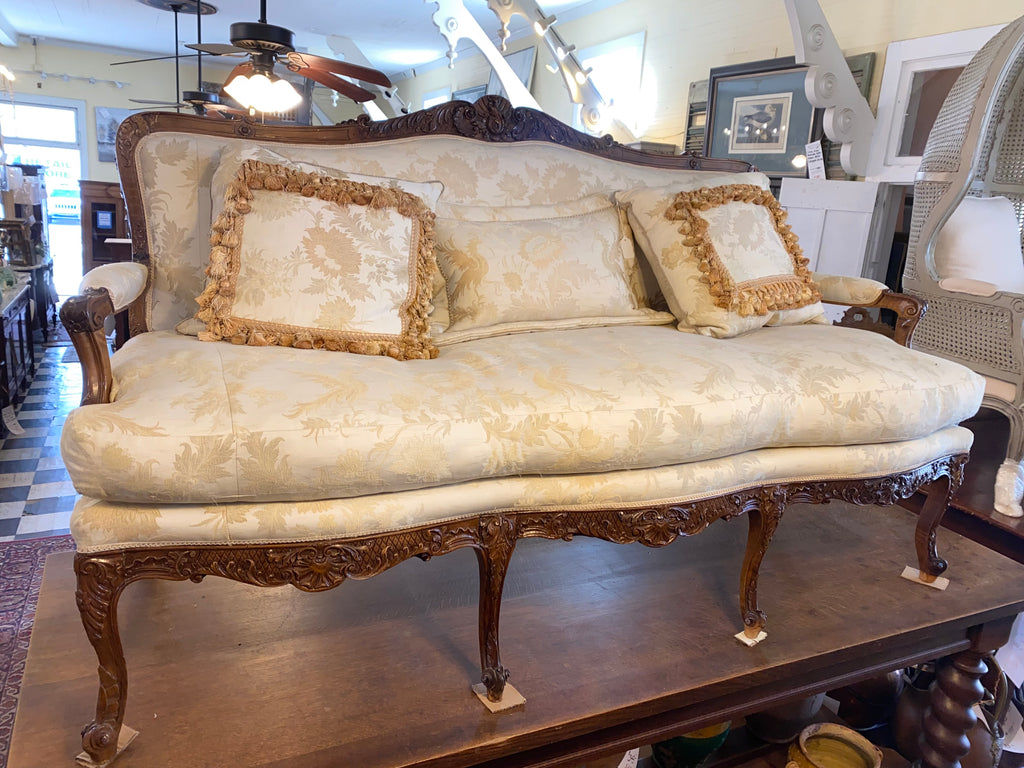 Newly Reupholstered French Mahogany Settee C. 1900