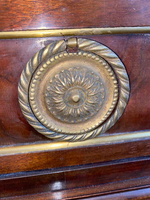 French Louis XVI Mahogany Marble Topped Chest C. 1920