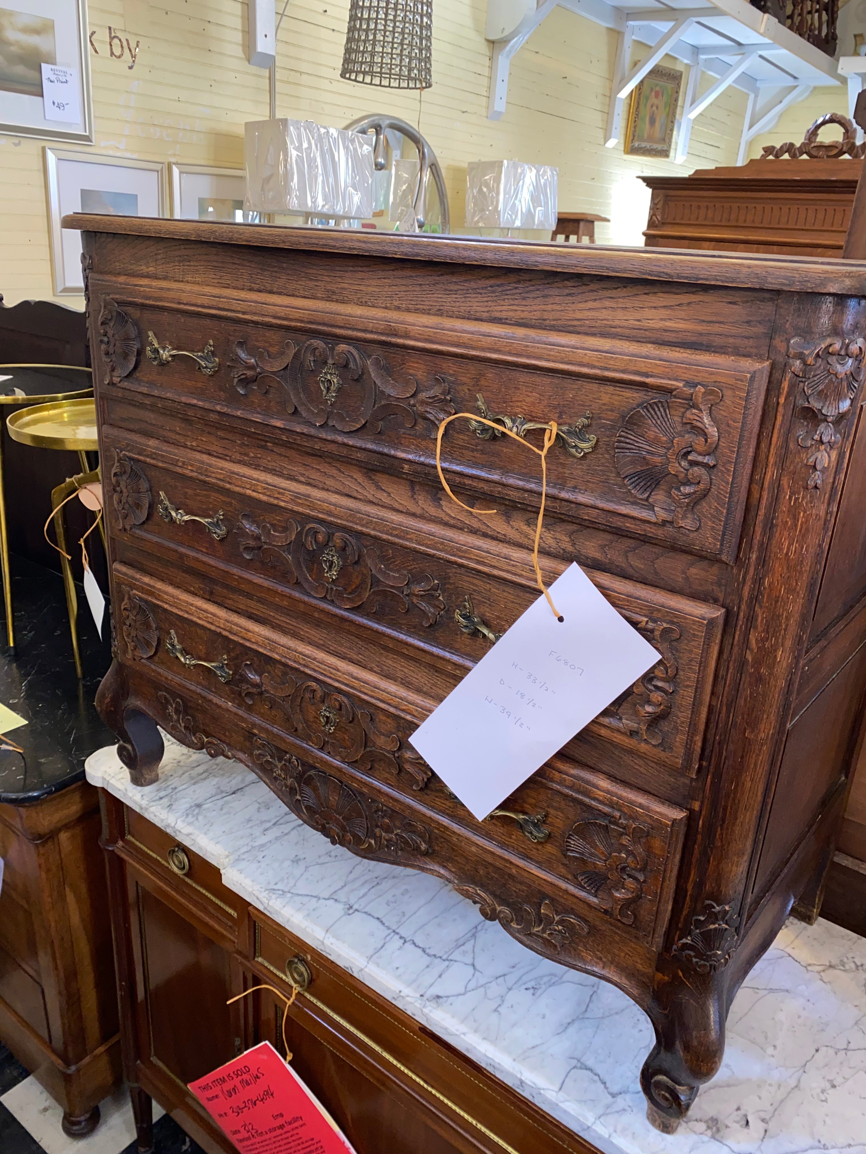 Dark Oak Carved Chest from France C. 1920s