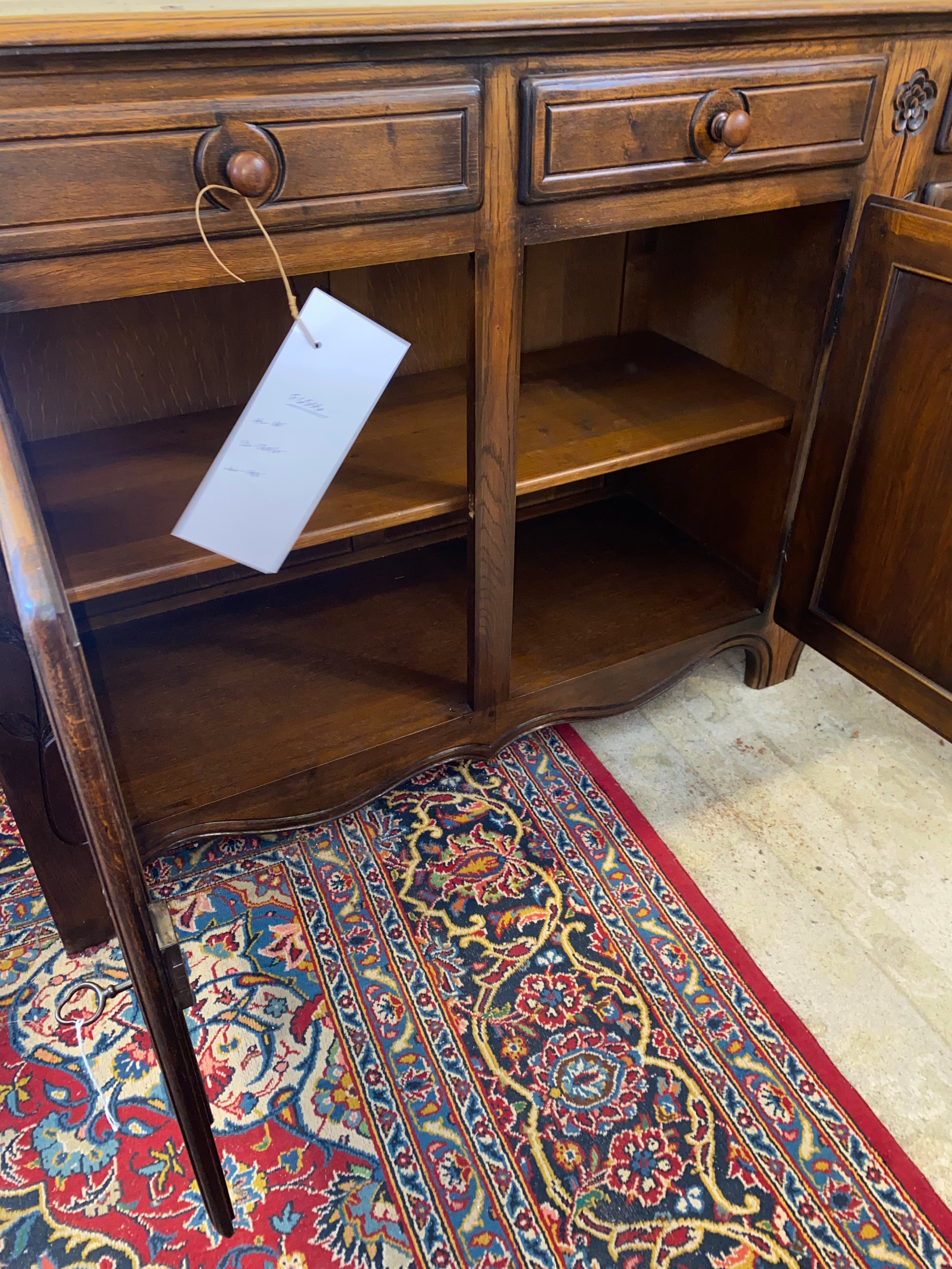 French Provincial Carved Oak Sideboard C. 1940s