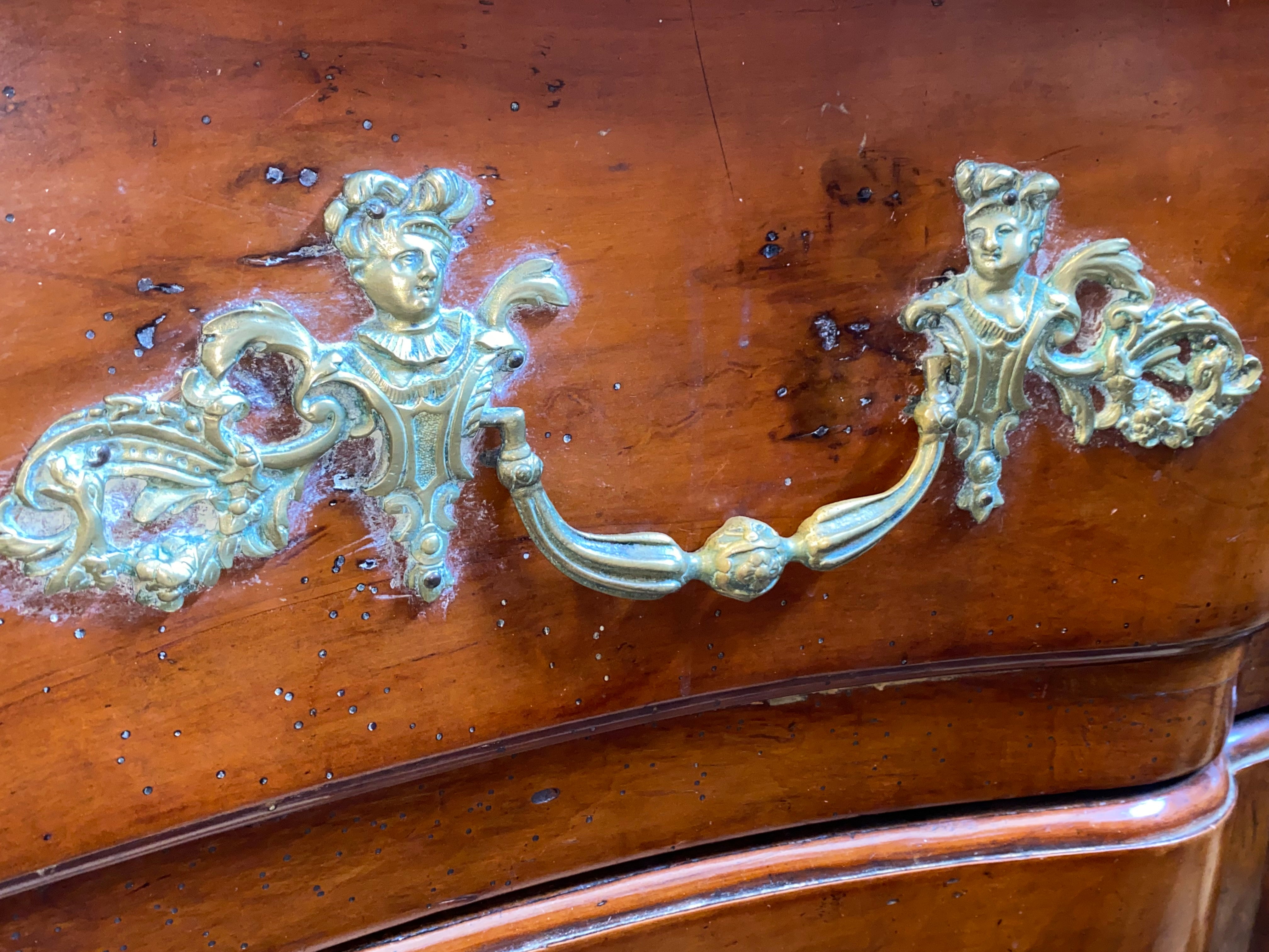 French Louis XVI Mahogany Chest Marble Top C. 1910