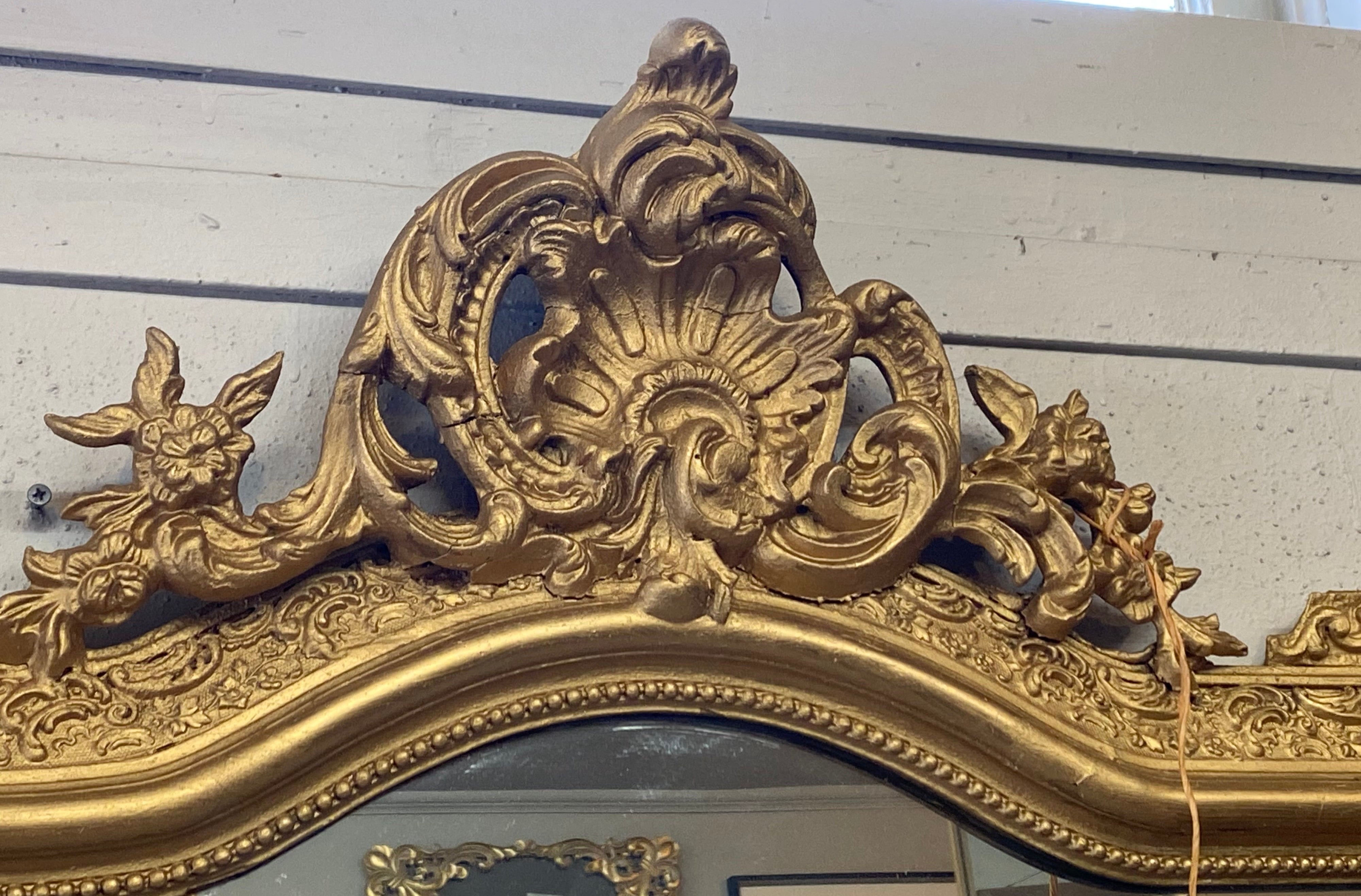 French Gilt Overmantle Mirror C. 1920s