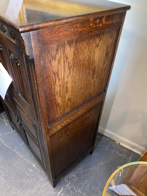 Drop Front Dark Oak Cocktail Cabinet from Wales C. 1940s