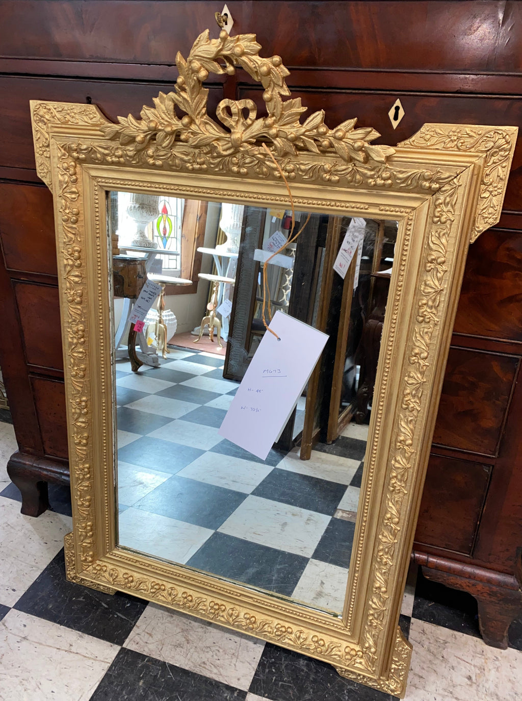 French Antique Gilt Mirror C. 1920s