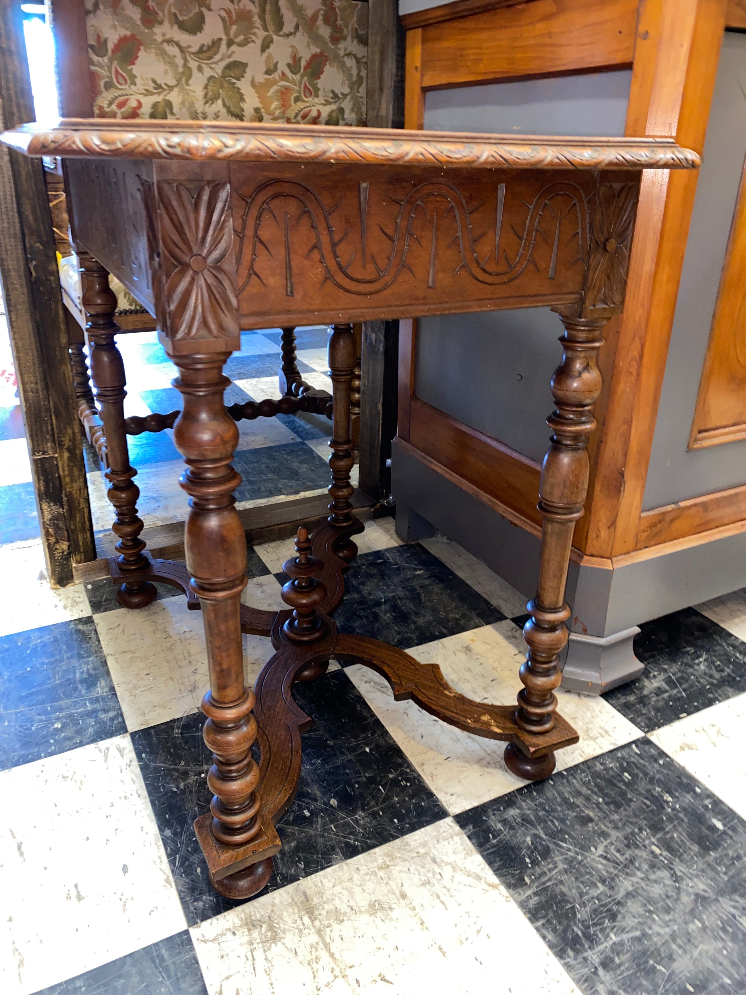 Leather Top End Table from England C. 1930s