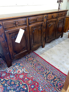 French Provincial Carved Oak Sideboard C. 1940s