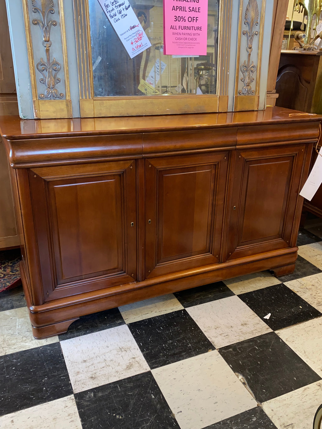 Shallow Louis Philippe Fruitwood Sideboard C. 1950s