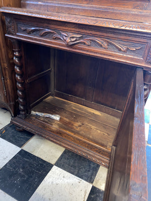 Henri II Style Carved Oak Bookcase C. 1890