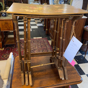 French Hand Painted Nest of 3 End Tables C. 1920s