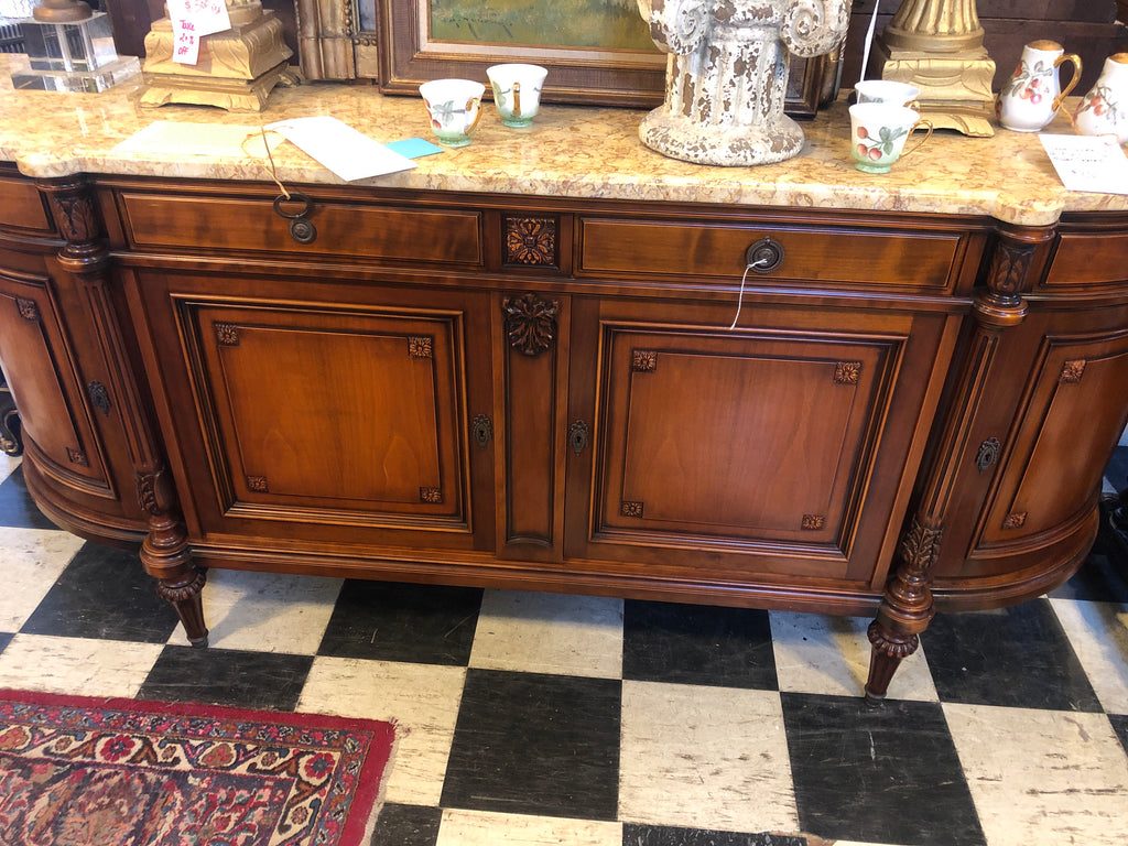 French Fruitwood Marble Top Sideboard c.1940s