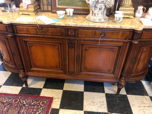 French Fruitwood Marble Top Sideboard c.1940s