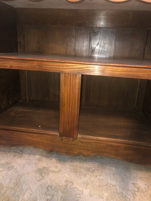 FRENCH PROVINCAL CARVED DARK OAK WHITE MARBLE TOP SIDEBOARD C.1920s GREAT SIZE