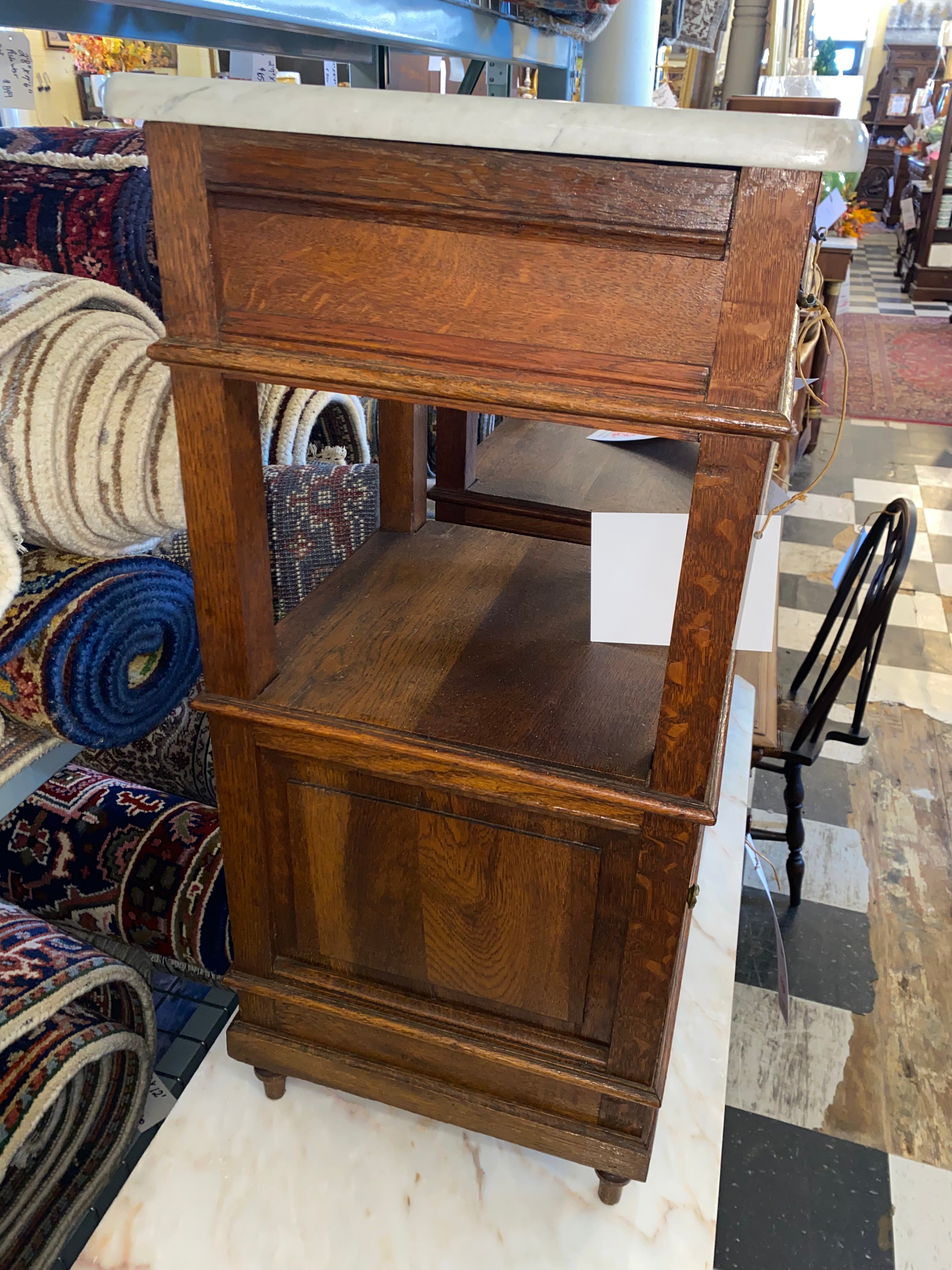 Pair of French Renaissance Style Marble Topped Bedside Cabinets C. 1900