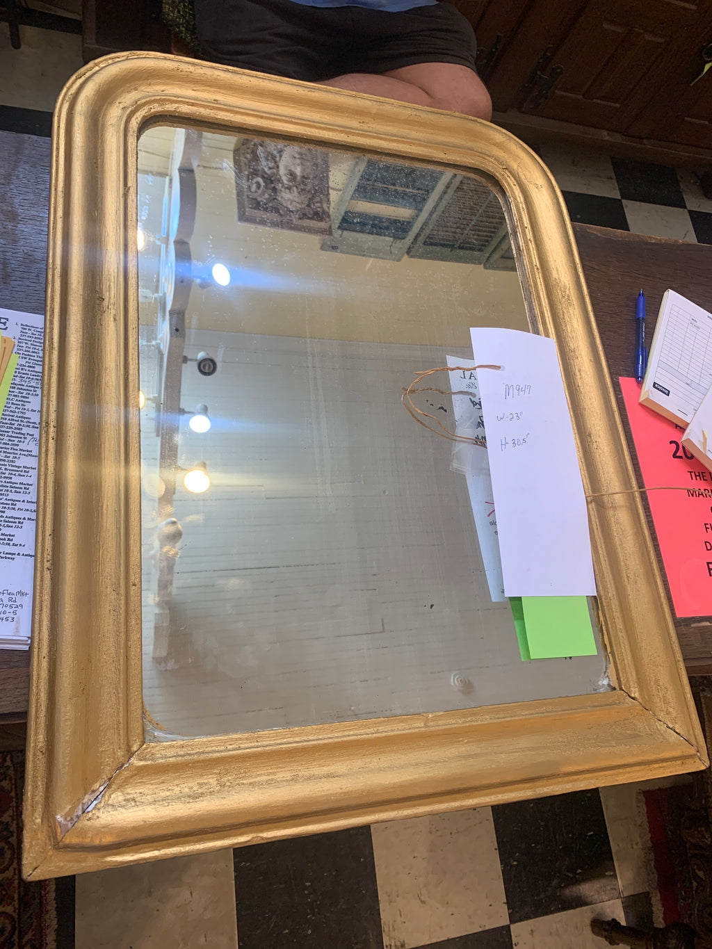 Hard To Find Small Louis Philippe Painted Gilt Mirror