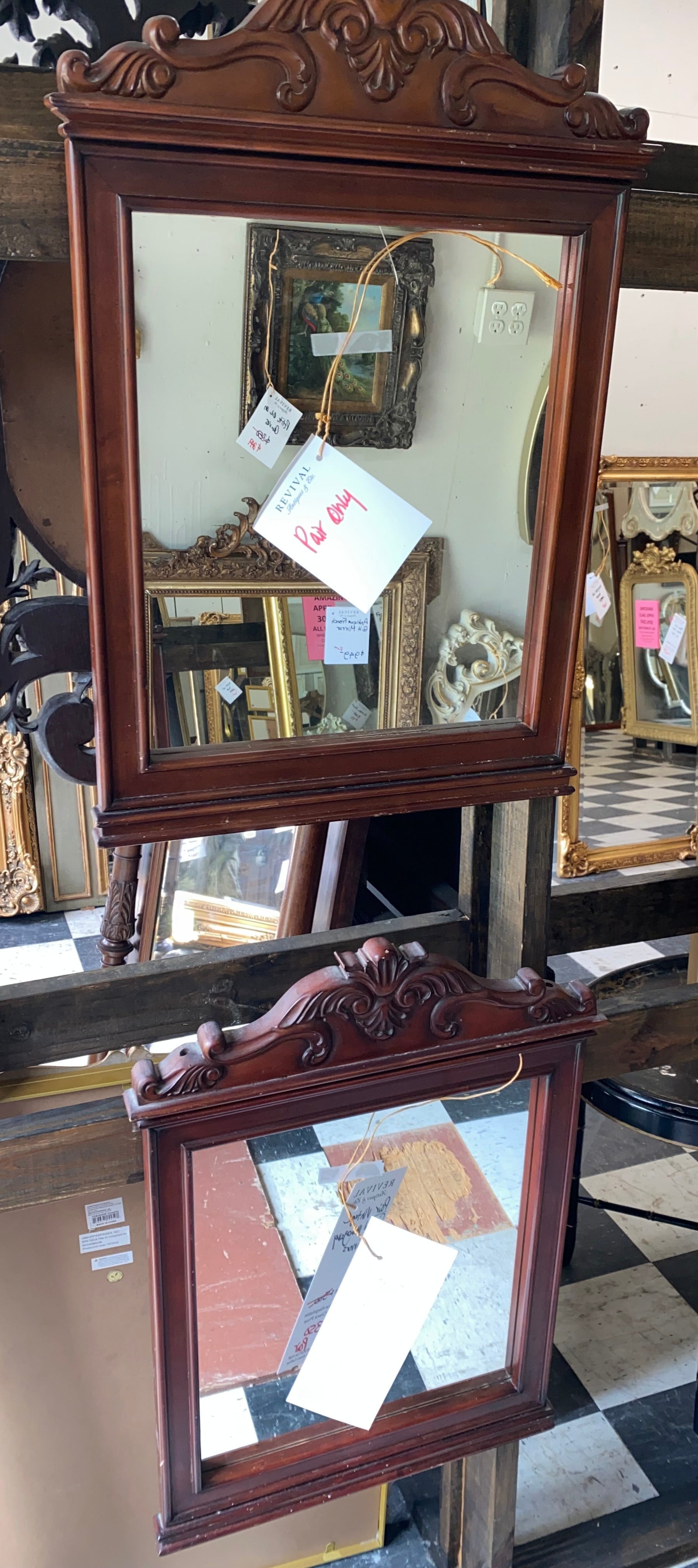 Pair of Vintage Mahogany Mirrors