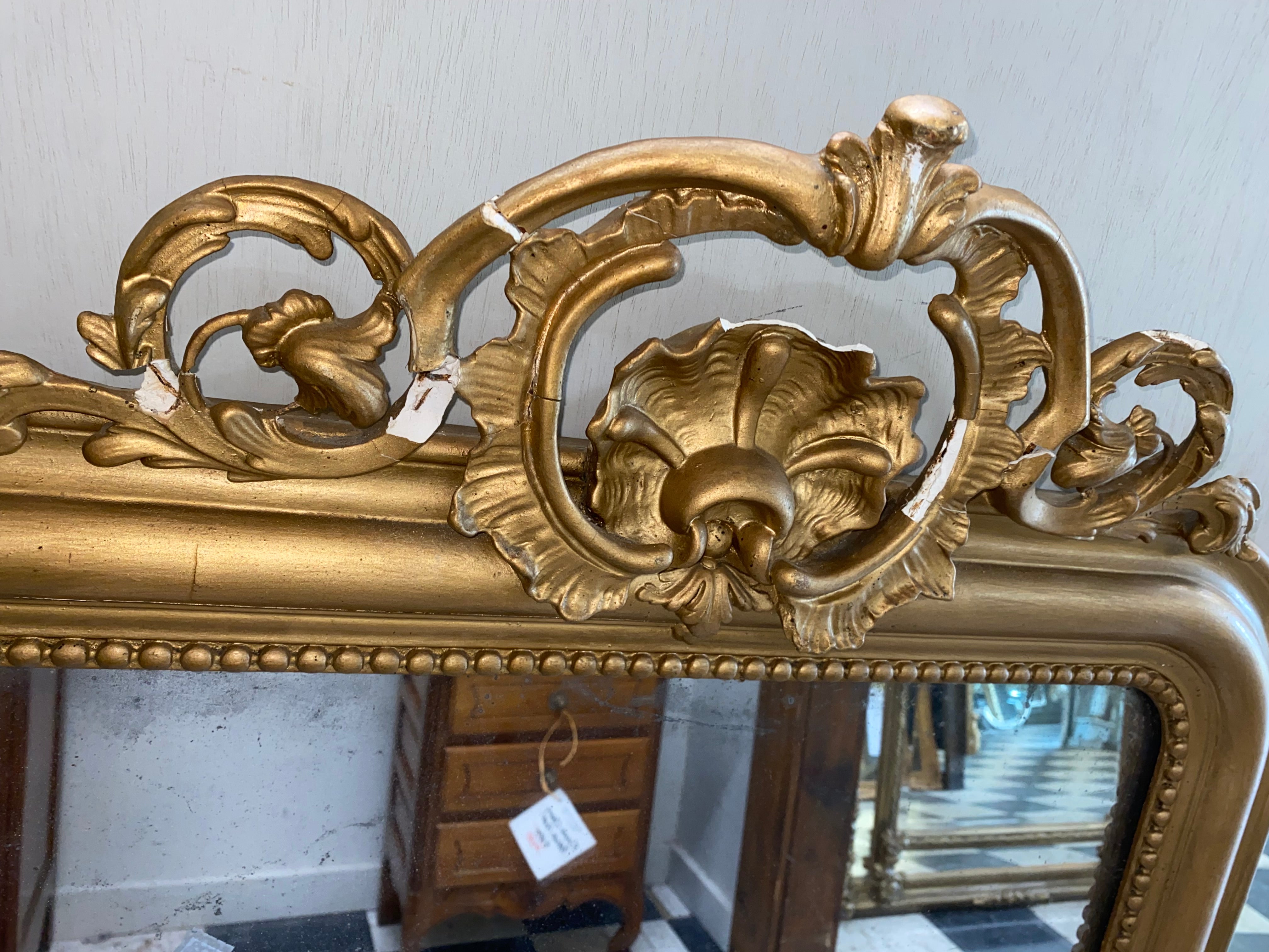 AS IS Antique French Gilt Mirror C. 1900