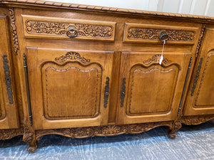 Country French Golden Oak Sideboard C. 1940s