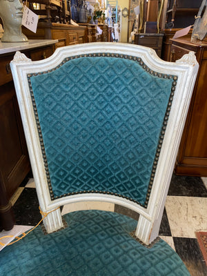 Set of 6 French Velvet Dining Chairs C. 1940s