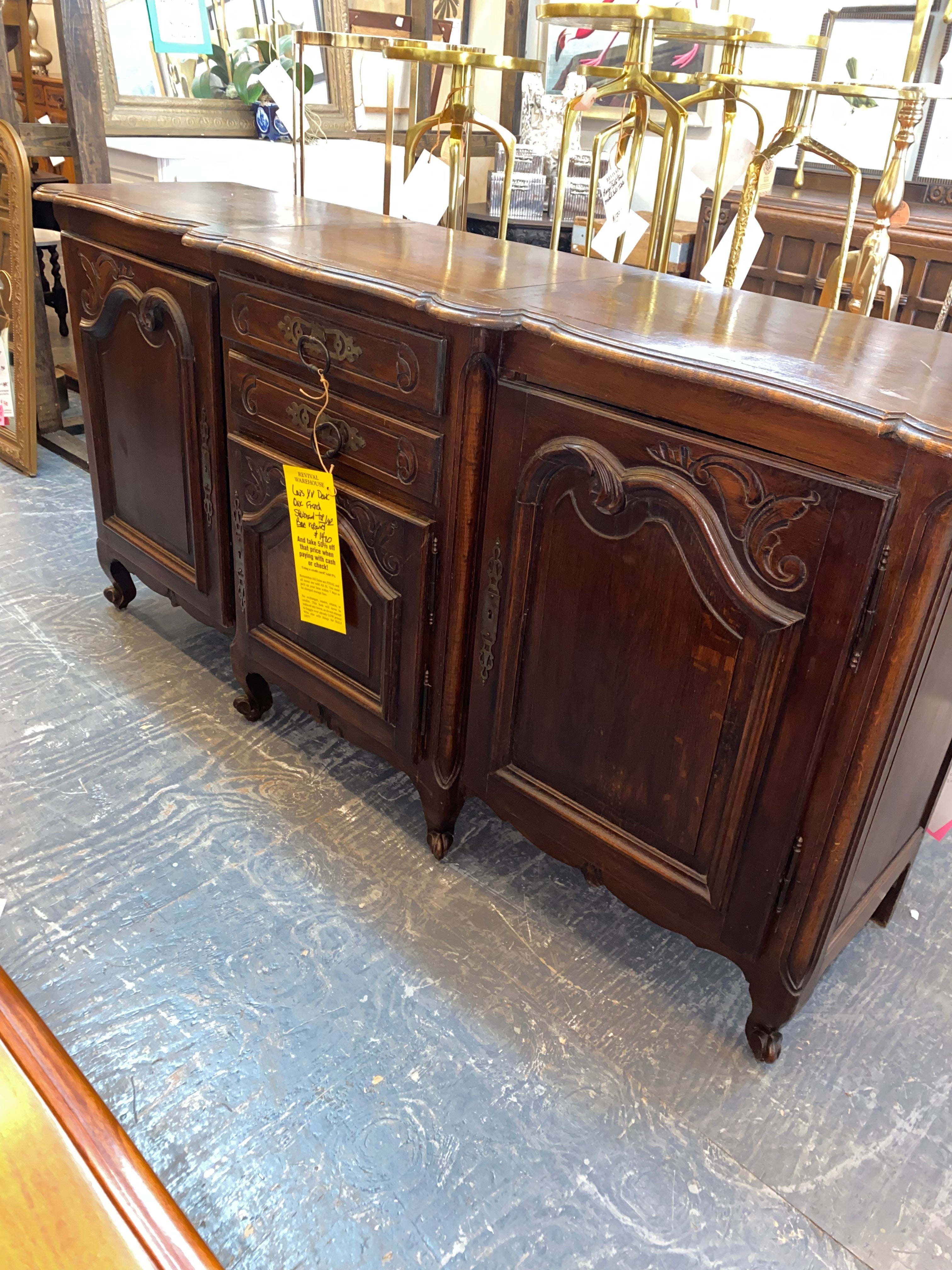 Louis XV Dark Oak French Sideboard