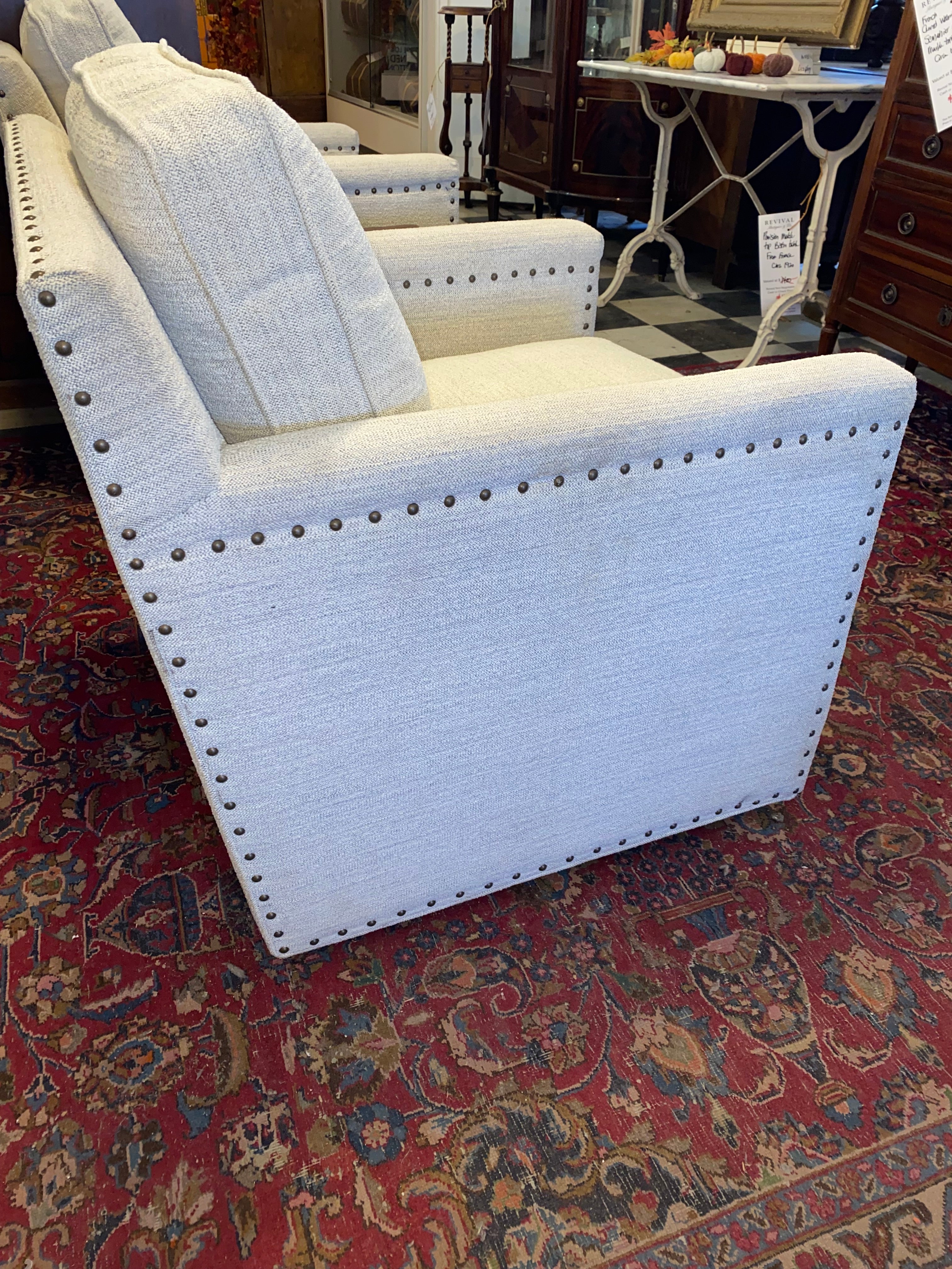 Pair of New Designer Swivel Arm Chairs